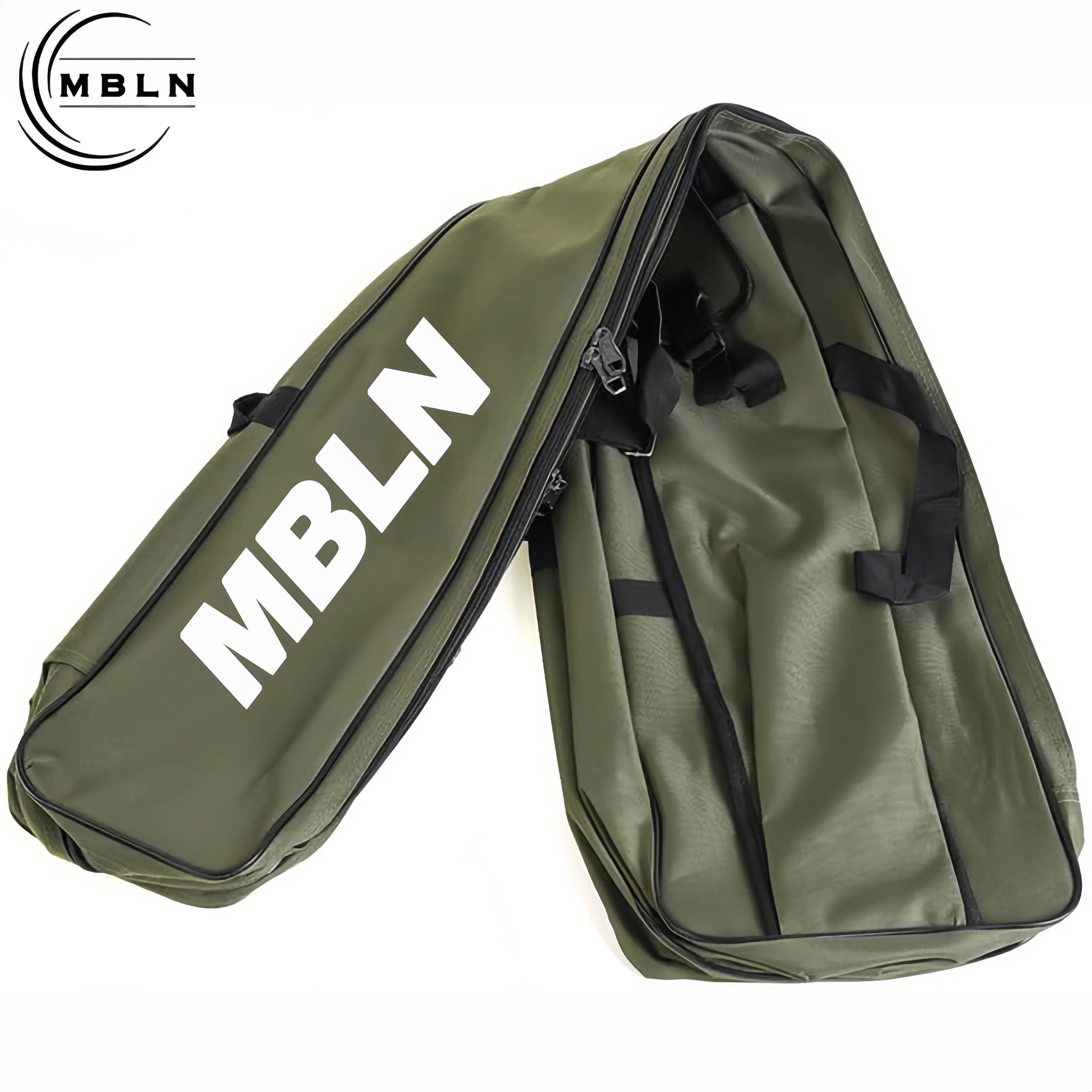Marca MBLN, bolsa para caña de pescar plegable de 150cm/59 pulgadas, poliéster 600D duradero, diseño de 2 capas con 4 bolsillos laterales, para pesca al aire libre