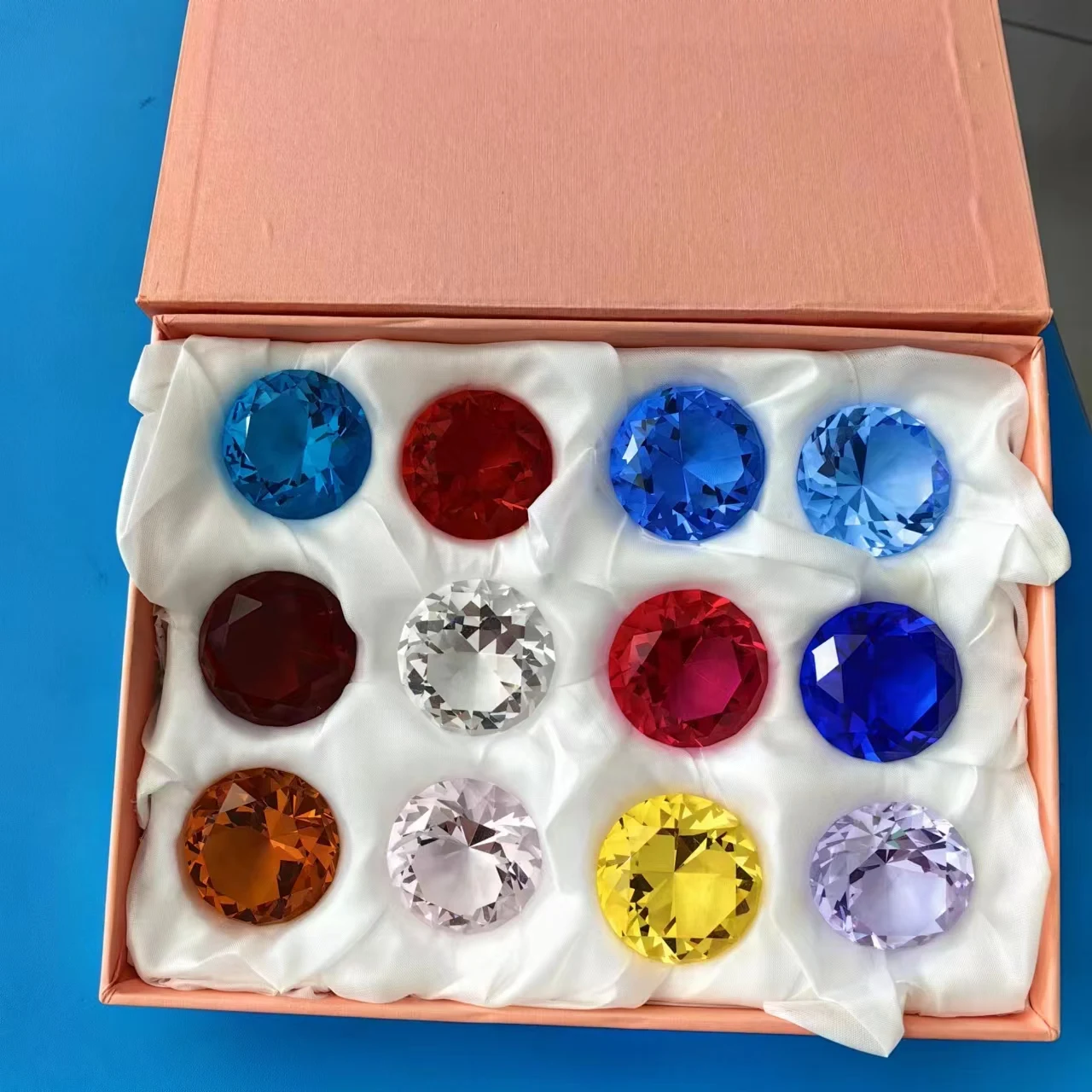 Caja de colores de cristal gigante, pisapapeles de diamante, decoración de mesa, joyería artesanal, regalos de adornos navideños para boda en casa