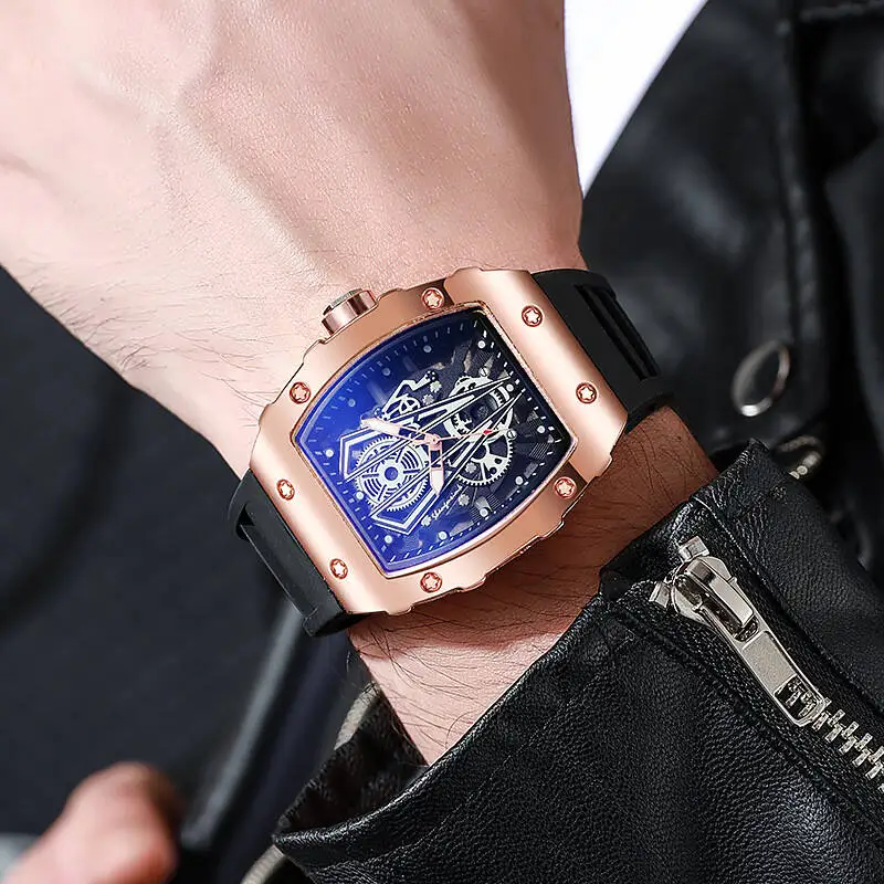 1/2 Uds. Reloj de cuarzo de lujo con esfera grande para Hombre, correa de silicona informal, relojes deportivos para Hombre (sin caja)