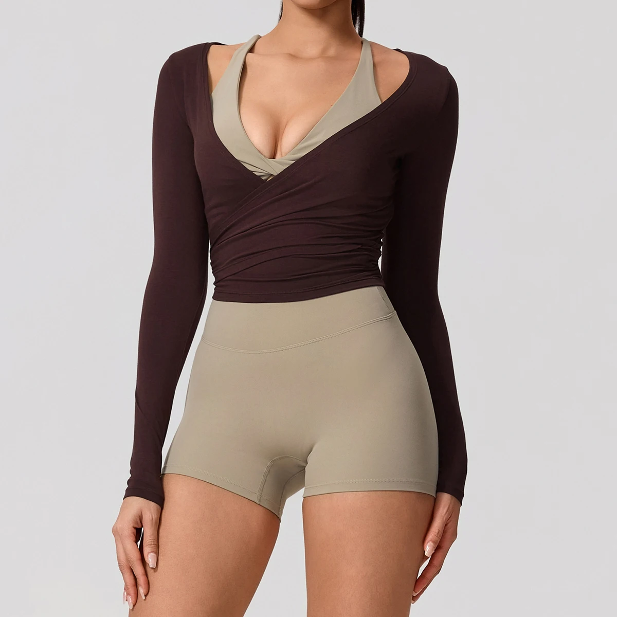 Nueva Ropa de Yoga de Verano para Mujer, Manga Larga, de Una Pieza, con Tirantes, Ropa de Entrenamiento Femenina, Top Deportivo Premium para Ballet, Top Deportivo para Gimnasio