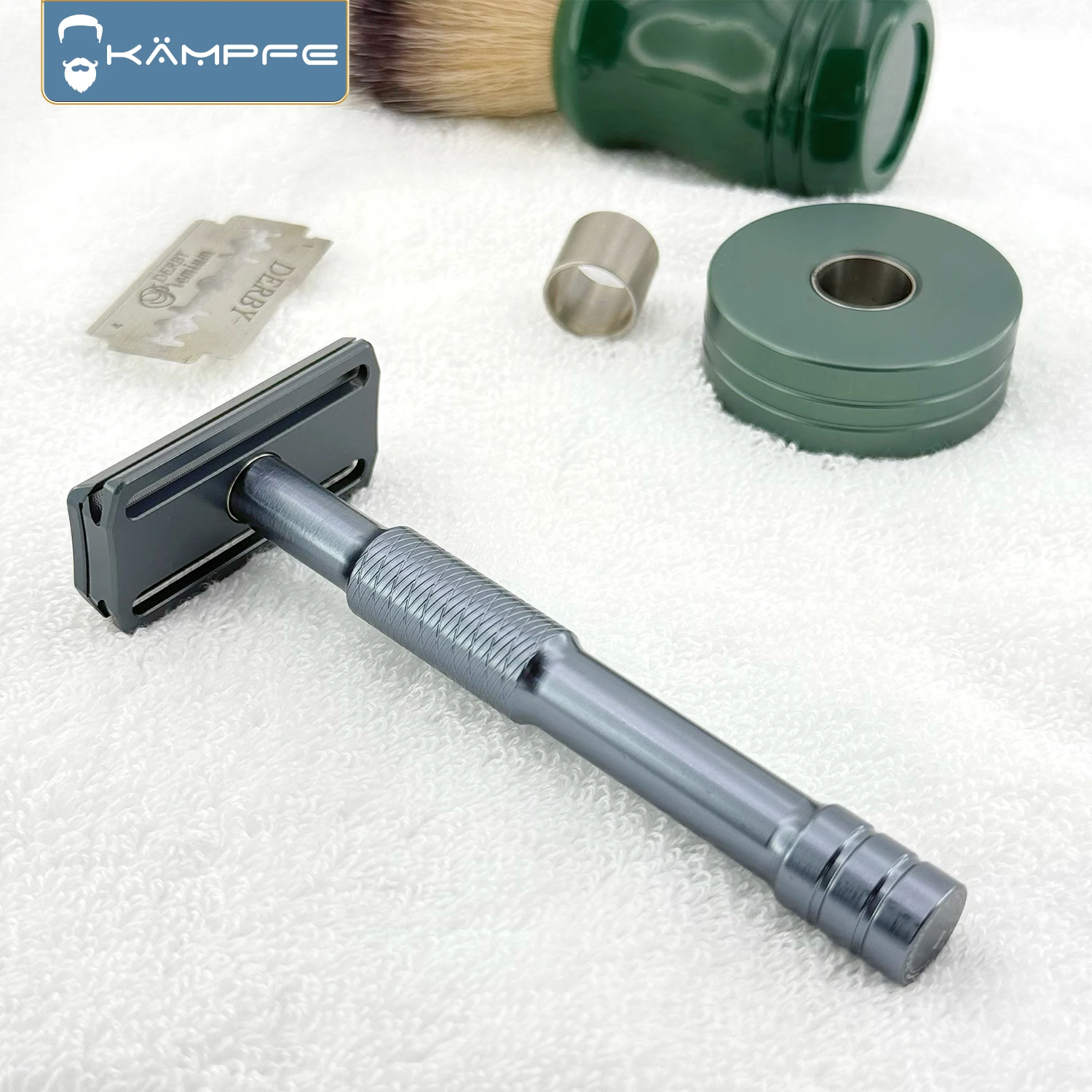 KAMPFE Maquinilla de Afeitar Manual de Seguridad de Aluminio de Doble Filo con Hoja Cerrada, Grabado CNC, Afeitadora Clásica Suave para Hombres y Mujeres, Regalo