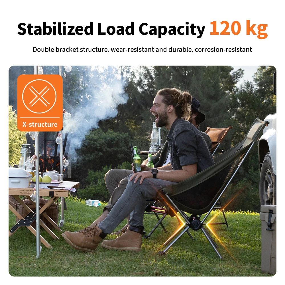 Silla Naturehike Camping Moon, silla plegable ultraligera con respaldo alto, mecedora portátil de carga de 120Kg para viajes, silla para pescar al aire libre