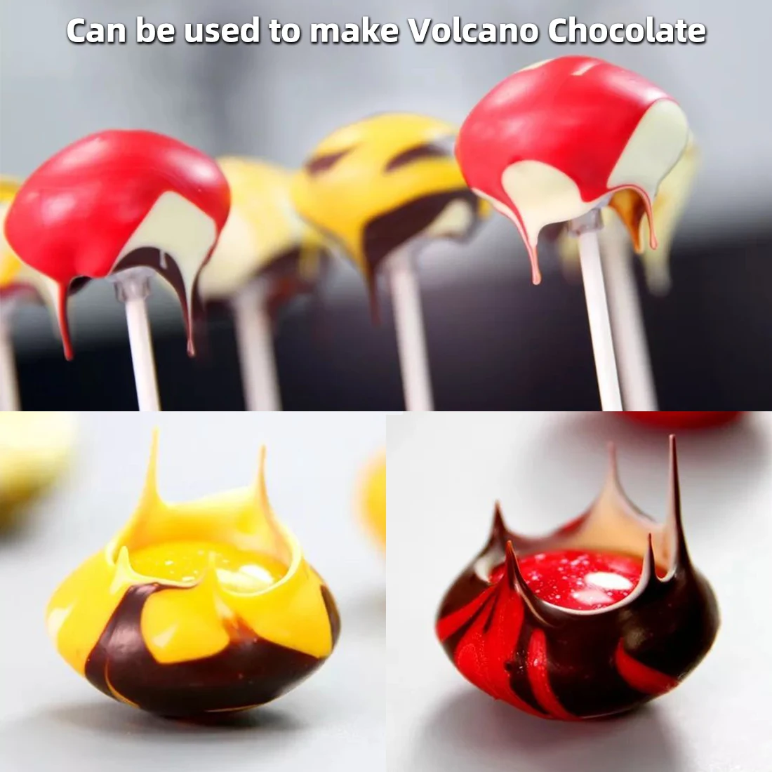 Molde de chocolate de policarbonato de 15 cavidades, moldes de chocolate, dulces de volcán, bonsái, formas de confitería, herramientas para hornear φ1.58 "xH0.24"