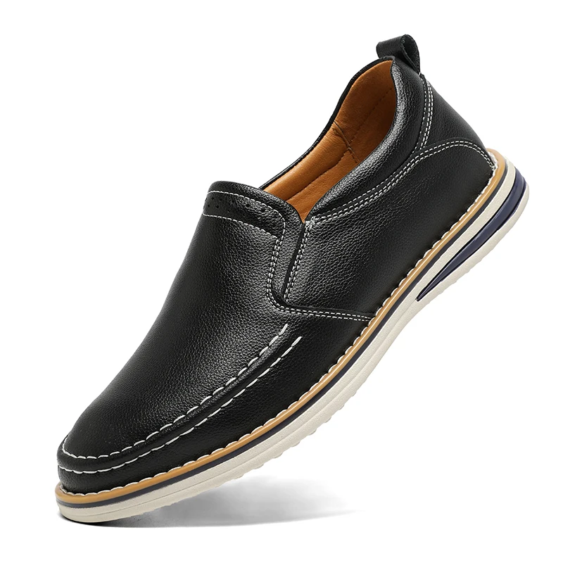 Zapatos informales de alta calidad para hombre, zapatos de cuero genuino para hombre, zapatos planos cómodos para conducir, mocasines para hombre al aire libre, talla grande 38-46