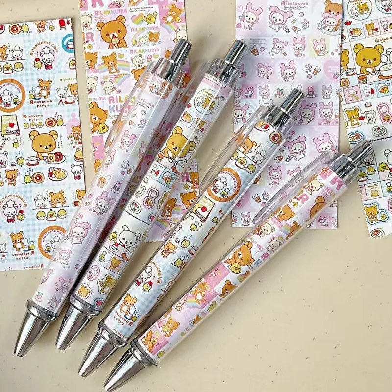 Bolígrafo de gel Rilakkuma Rabbit Press, alta calidad de color, estilo lindo, 0.5mm, para estudiantes, universal, escritura suave, duradero, color negro.