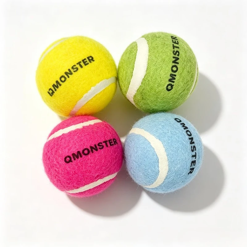 Juego de juguetes para perros Q-MONSTER, pelotas para masticar con chirrido de goma Natural de pared gruesa para perros, tenis, pelotas hinchables interactivas para entrenamiento, paquete de 4