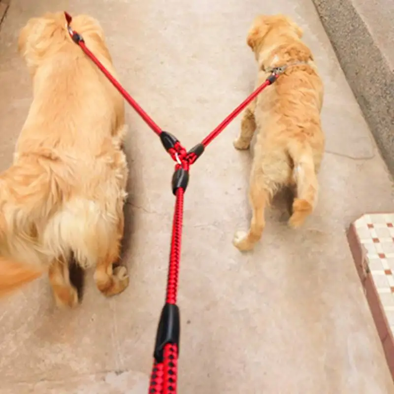 Cuerda de tracción doble de alta calidad para mascotas, correas para perros para 2 perros, cables prácticos y duraderos