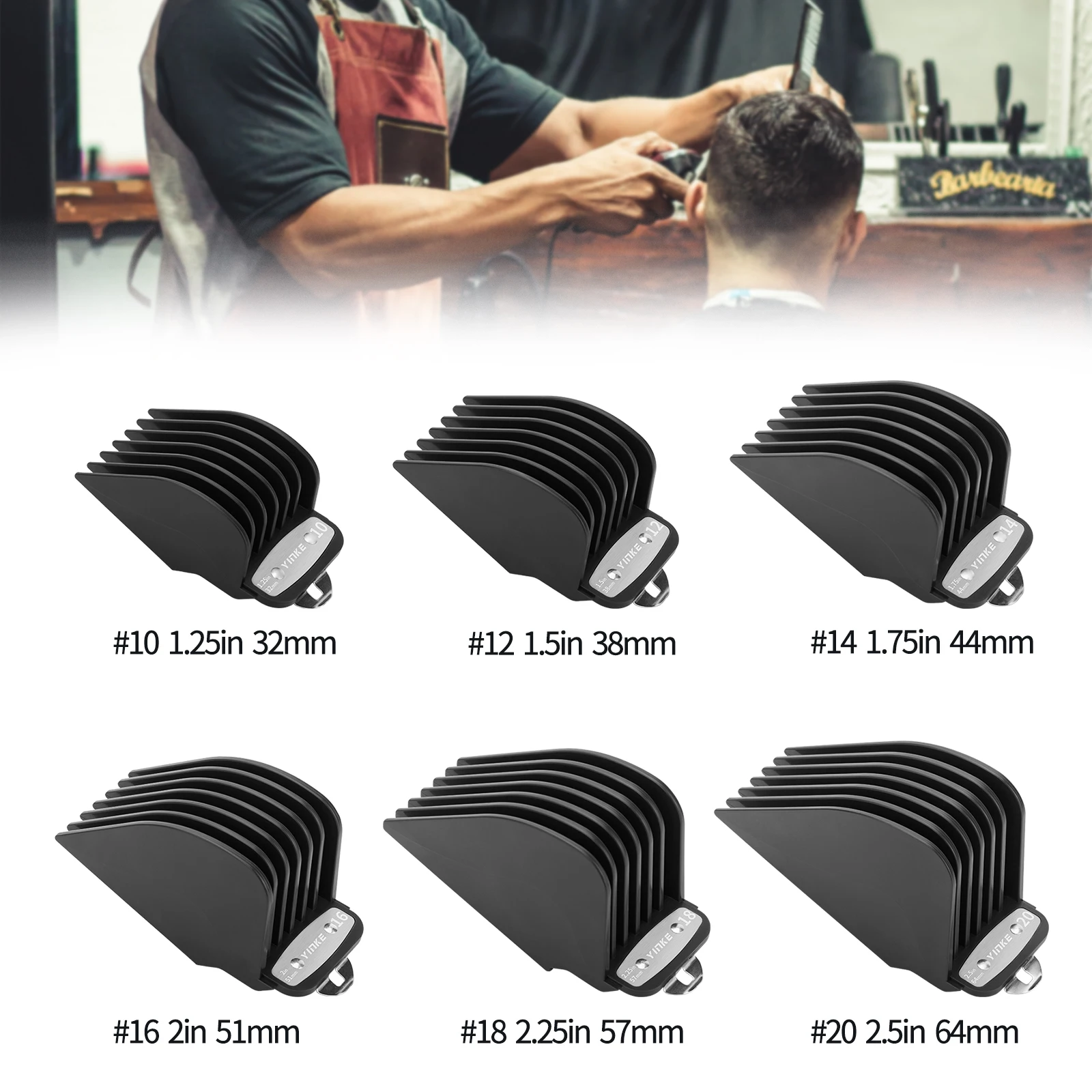 Protectores de cortapelos YINKE para cortapelos Wahl con Clip de Metal, accesorios de peine guía de límite de longitudes de corte de 6 tamaños Premium