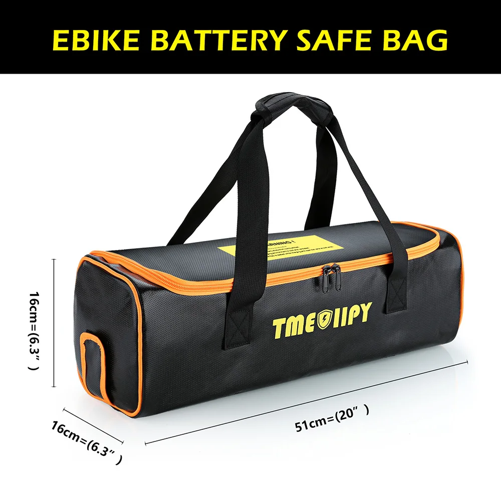 Bolsa de batería para bicicleta eléctrica, bolsa ignífuga de gran capacidad, carga de batería Lipo, accesorios portátiles a prueba de explosiones