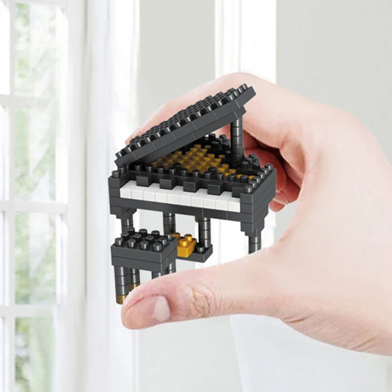 MOC-bloques de construcción de instrumentos musicales para niños, Mini Piano de plástico ABS, guitarra, montaje de bricolaje, ladrillos, juguetes educativos