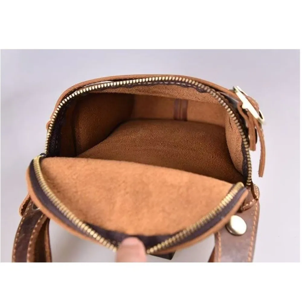 Retro Riñonera Multifuncional para Hombre, Impermeable, Ajustable, de Cuero, con Bolsillo para Teléfono, para Actividades al Aire Libre