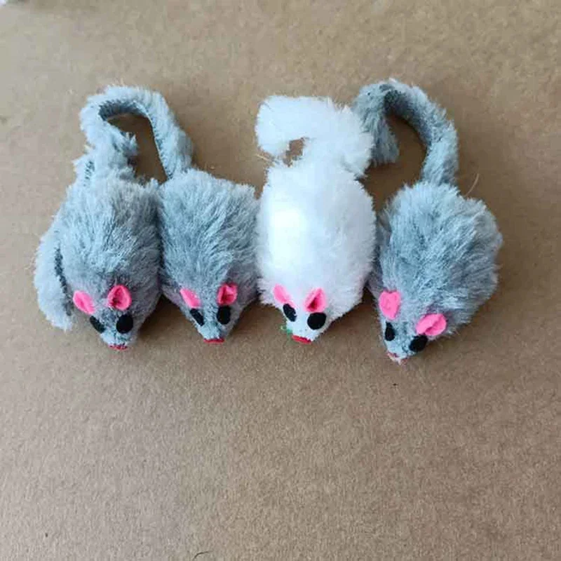Juguete de peluche para gatos, ratones interactivos suaves y sólidos, juguetes divertidos para gatitos, suministros para juegos de entrenamiento y rascado, 5 uds.