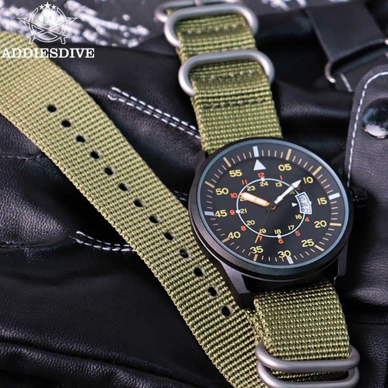 ADDIESDIVE nuevo reloj analógico para hombre 50m reloj luminoso resistente al agua moda deportiva Esfera Grande reloj de cuarzo para hombre con correa de nailon
