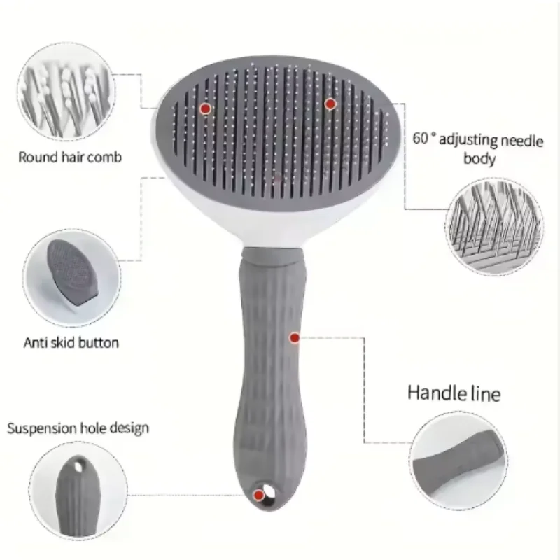 Peine para mascotas, peine de aguja de acero inoxidable, cepillo de limpieza para perros y gatos, depilación flotante, Limpieza del cabello, belleza, cuidado de la piel