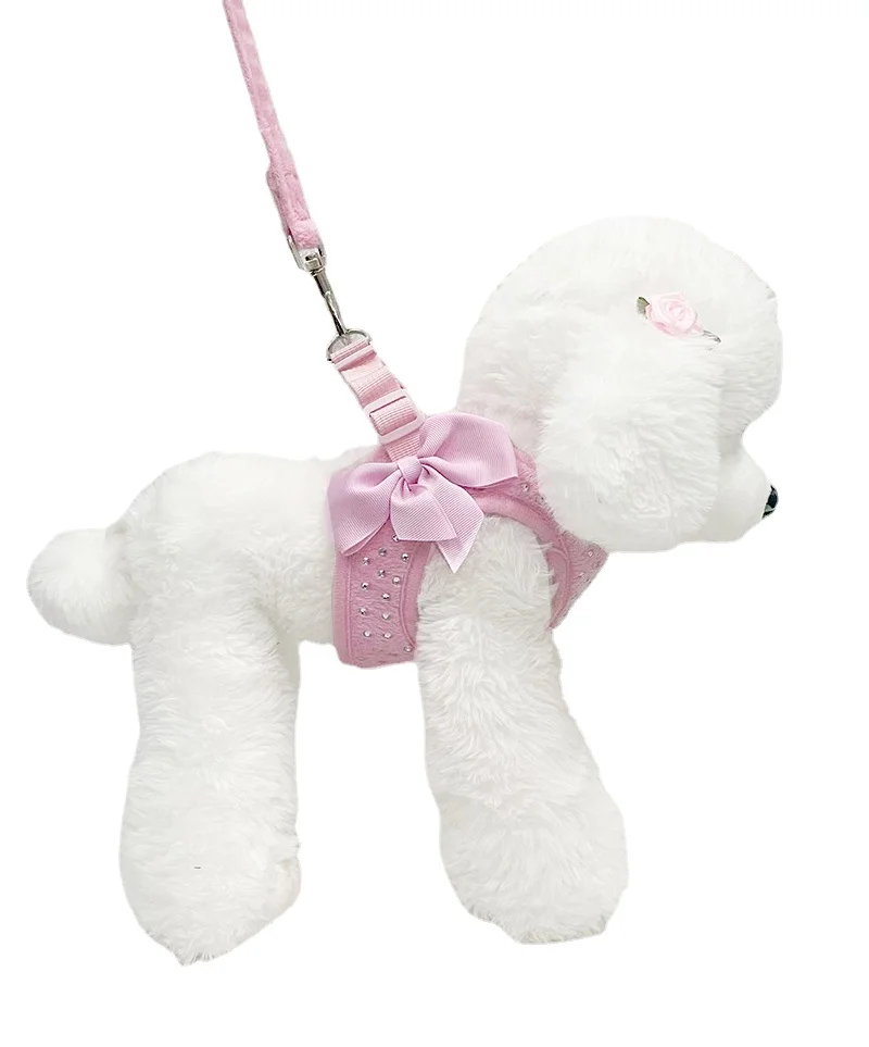Arnés de pecho para perro, decoración de diamantes pequeños, suave y transpirable, chaleco, arnés para perros, Collar para mascotas, correa para el pecho para mascotas, tres tamaños