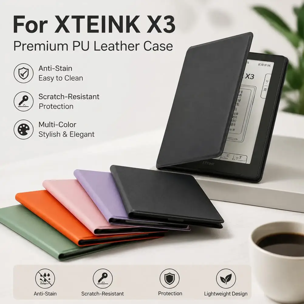 Para XTEINK X3 funda protectora delgada de cuero PU, cubierta resistente a los arañazos y a las huellas dactilares