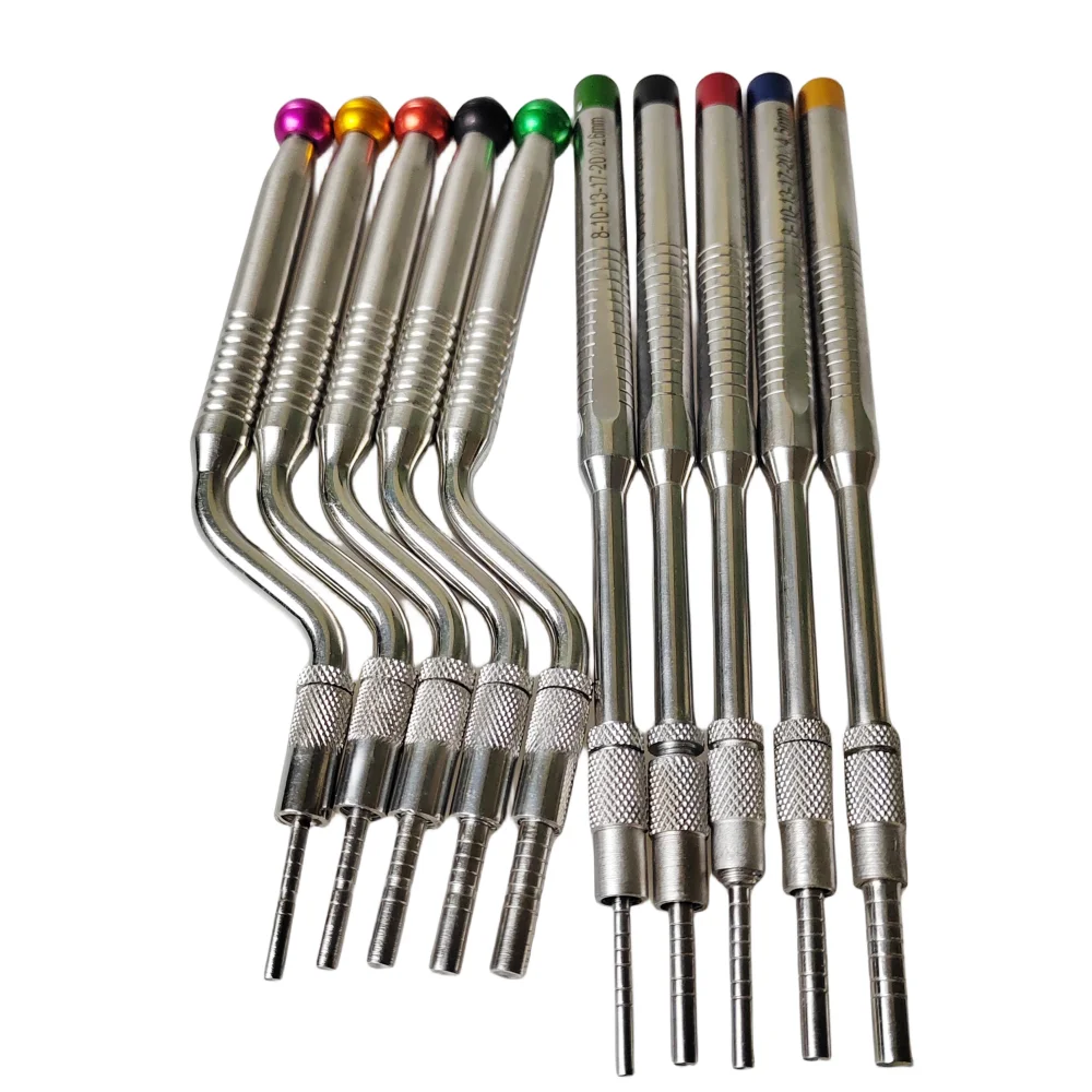 Instrumentos de implante Dental, levantamiento de senos sinusoidales, herramientas quirúrgicas curvas y rectas para dentista, Limpieza de dientes de odontología, 5 unids/set