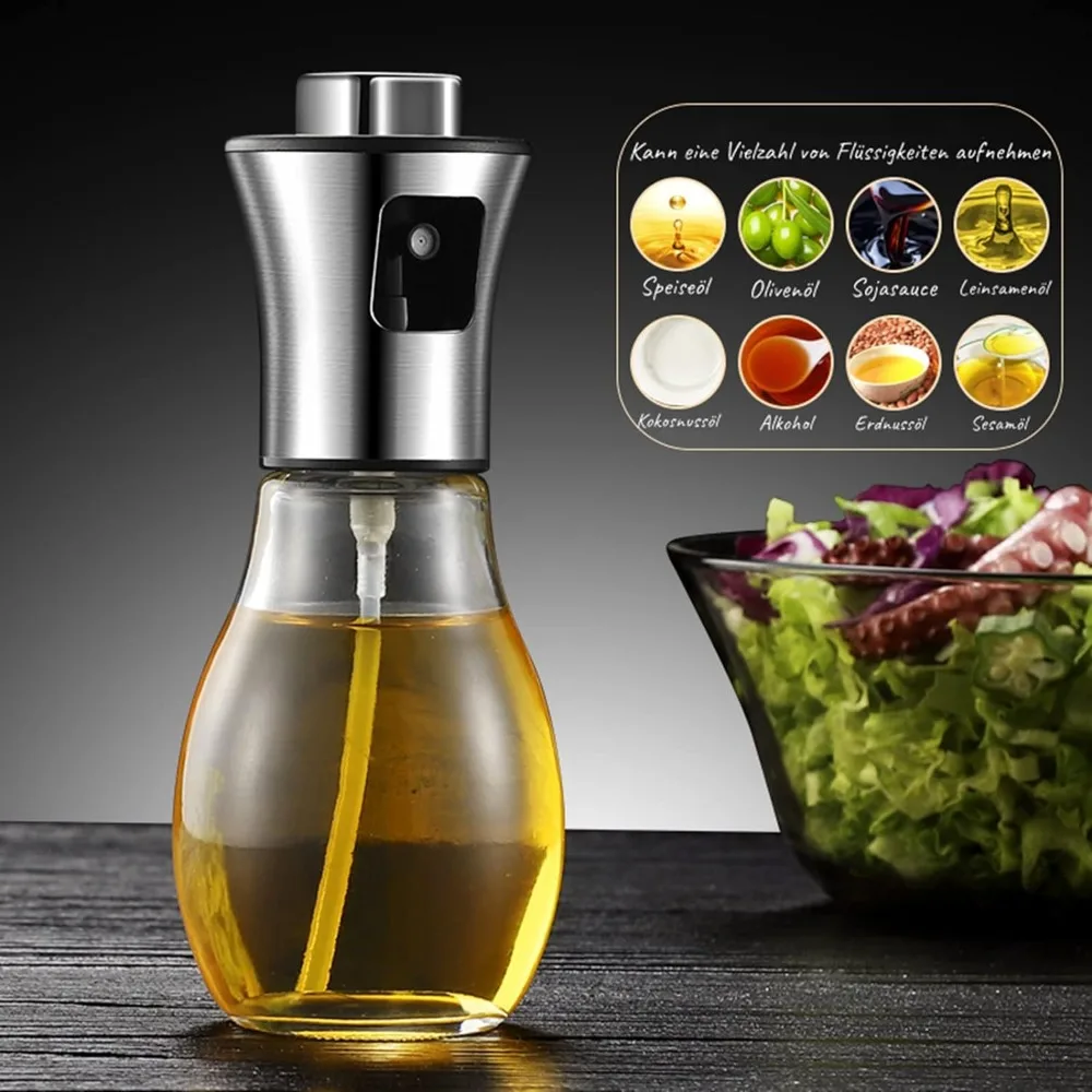 Olla pulverizadora de aceite, pulverizador de aceite para cocinar, botella pulverizadora, barbacoa, freidora de aire multifunción, olla de aceite para hornear de alta presión de vidrio