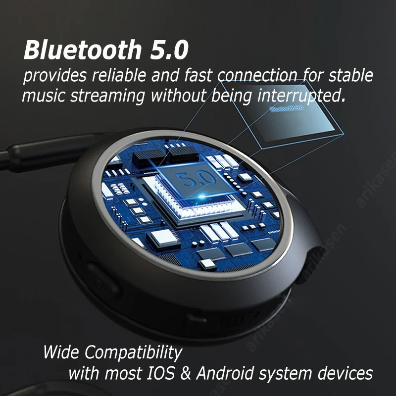 Reproductor de MP3 auriculares Bluetooth con ranura para tarjeta TF auriculares inalámbricos deportivos sonido HD auriculares Bluetooth en la oreja con micrófonos