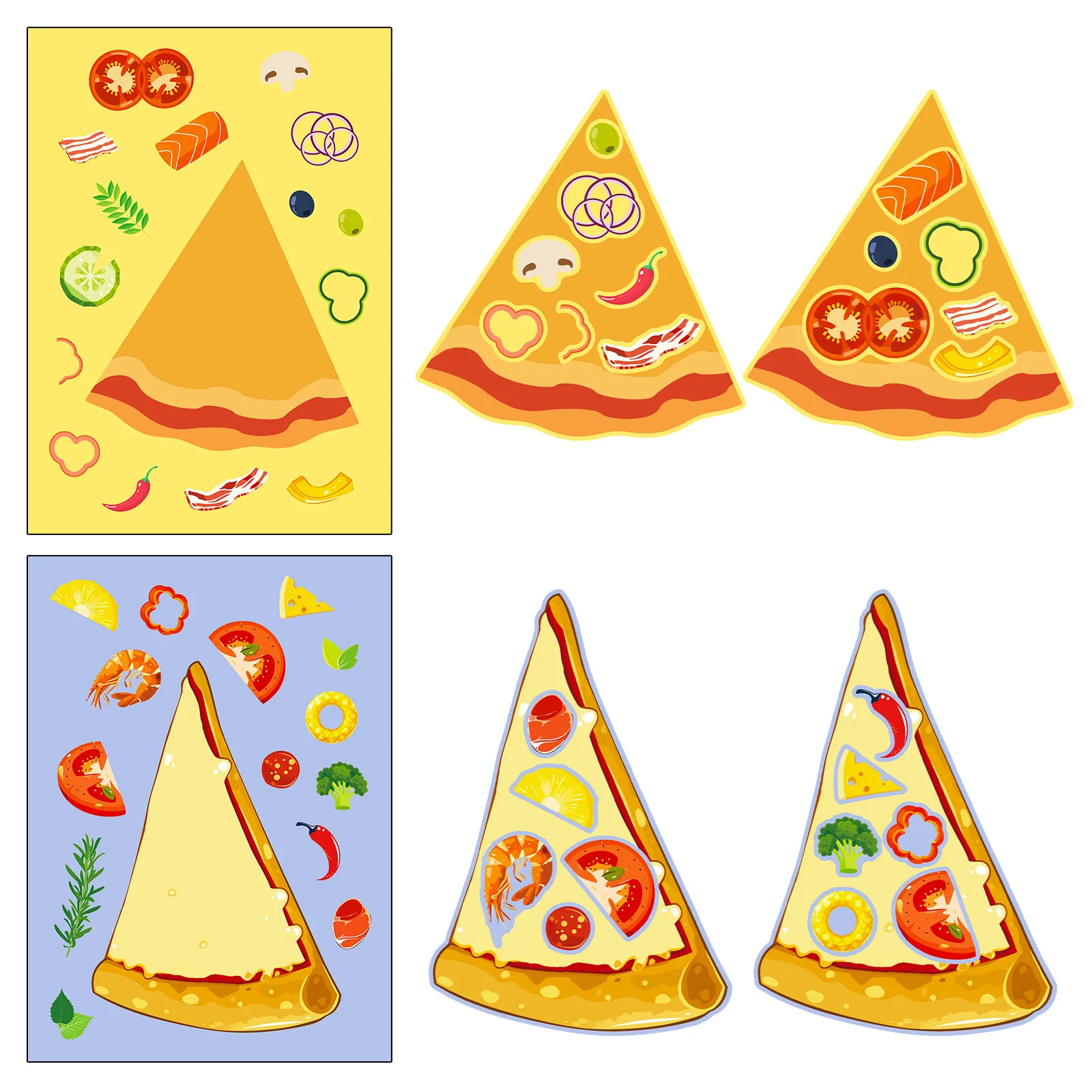 6 hojas DIY rompecabezas pegatinas juegos 6 Pizza para todos los sabores hacer una cara divertido montar rompecabezas pegatinas juguetes educativos para niños