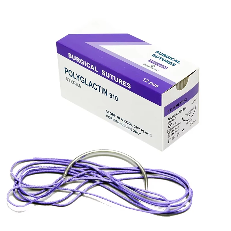 12 Uds hilo de sutura absorbente Pet Dog específico PGA 910 75CM 90CM con aguja 2/0 3/0 4/0 5/0 enseñanza clínica ejercicios hospitalarios