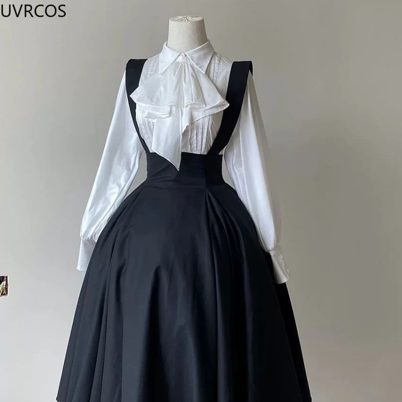 Blusa japonesa Vintage elegante de Lolita para mujer, camisas JK irregulares con manga acampanada gótica victoriana, Top Kawaii estético Y2k