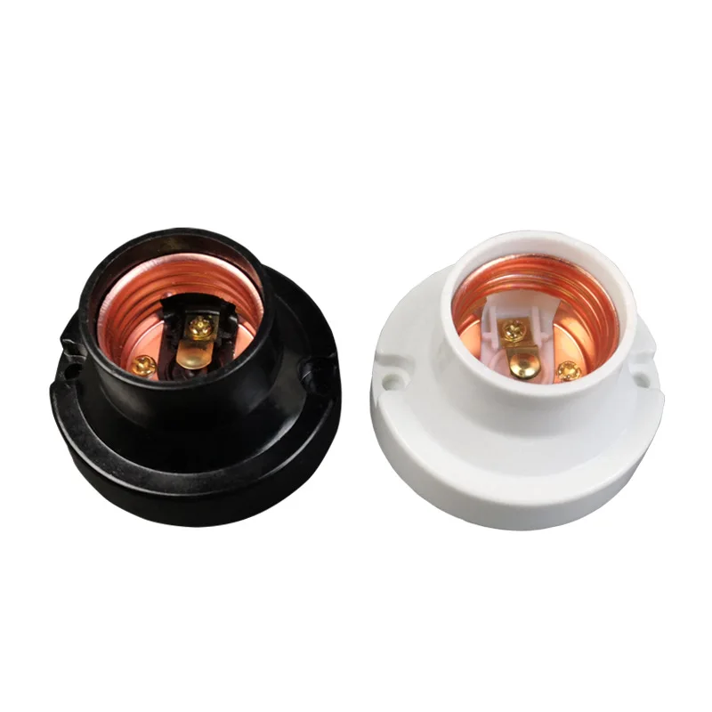 Soporte de lámpara LED plano de conversión redonda con tornillo E27, 6A, bricolaje, tornillo pequeño de escritorio, cabezal de iluminación Led, Base, enchufe de 220V, negro y blanco
