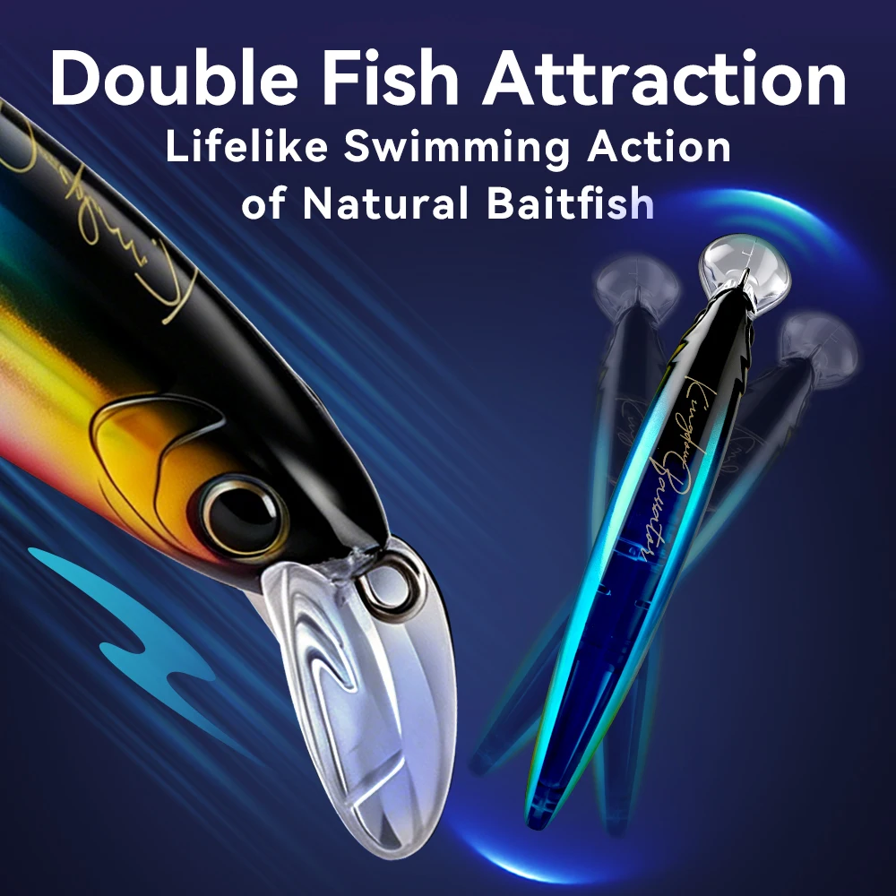 Señuelo KINGDOM Basstaor, Minnow de Hundimiento Rápido, Cebo Duro Wobbler 80mm 21g 93mm 30g, Señuelo de Largo Alcance para Lubina, Lucio, Salmón, Trucha, Swimbait