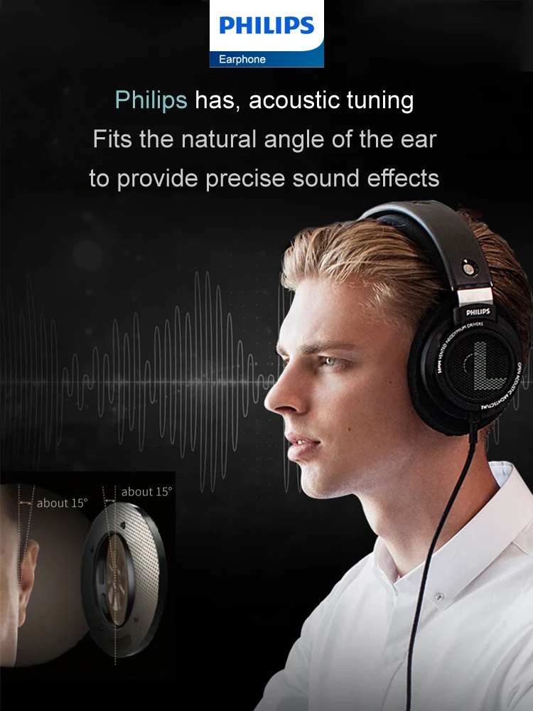 Philips SHP9500 auriculares estéreo HiFi con cable auriculares ordenador aprendizaje en línea auriculares juego de deportes 3,5mm 6,3mm auriculares universales