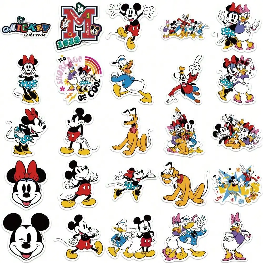 50 Pegatinas de Vinilo Oficiales de Disney Mickey Mouse, Resistentes al Agua, Regalos de Dibujos Animados para Botellas de Agua, Portátiles y Parachoques