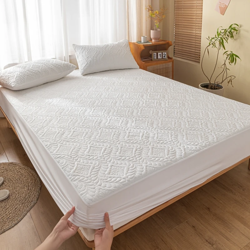 Funda de colchón acolchada impermeable - Tapa de algodón, relleno de fibra antibacteriana, capa impermeable de TPU - Estándar de salud Clase A