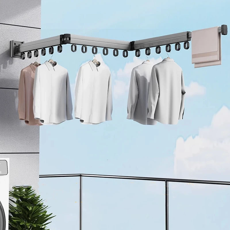 Colgador de ropa retráctil, tendedero plegable de aleación de aluminio, tendedero plegable montado en la pared, secadora de ropa que ahorra espacio