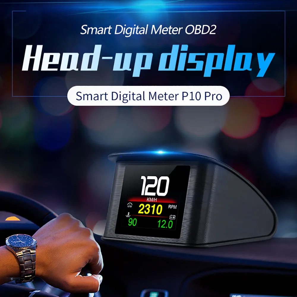 Pantalla frontal P10 Pro, ordenador a bordo, kilometraje Digital OBD2 para coche, pantalla de ordenador de conducción OBD, velocímetro, medidor de temperatura