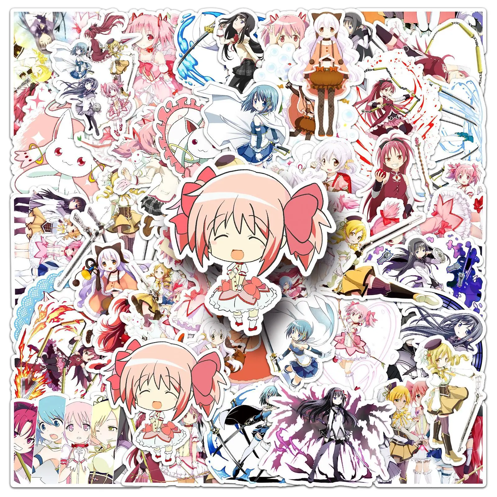 Pegatinas de Anime Puella Magi Madoka Magica, calcomanías de dibujos animados, bricolaje, equipaje de motocicleta, guitarra, monopatín, juguete divertido, 10, 30, 50 piezas