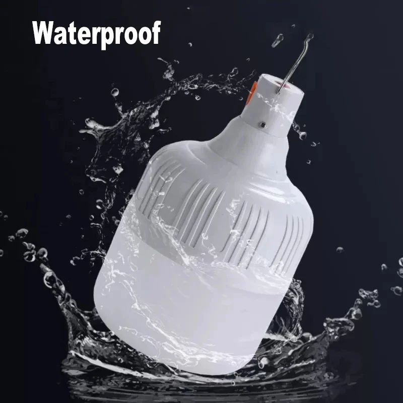 Luz de Camping de 60W y 80W, lámpara LED de emergencia recargable por USB, linternas portátiles para exteriores con gancho para tiendas de barbacoa, bombilla de batería