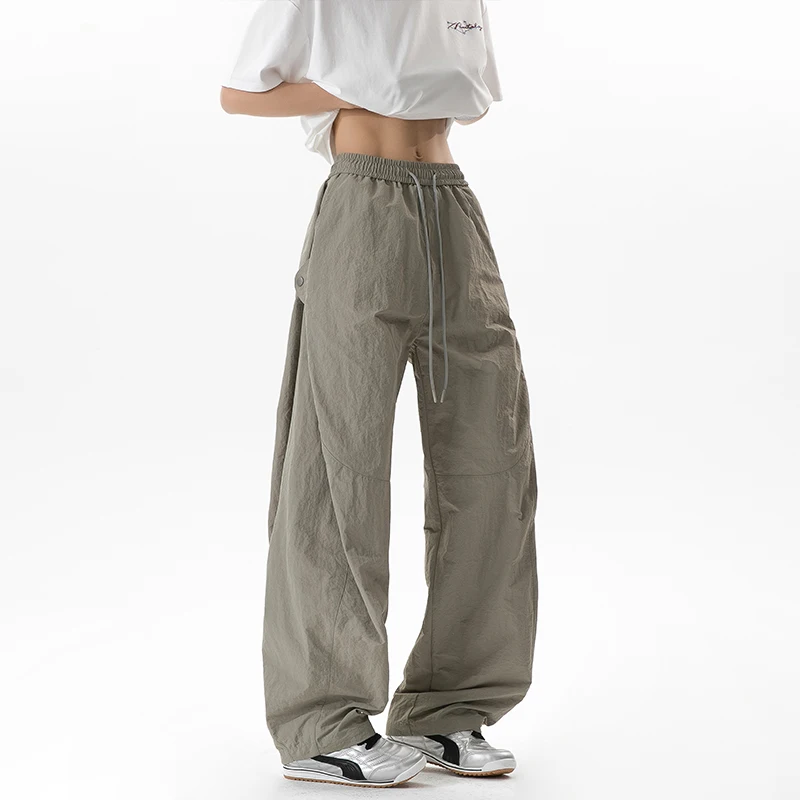Pantalones Jogger de Seda Helada para Hombre, de Verano, de Marca, a la Moda, Sueltos, de Pierna Ancha, Finos, Transpirables, de Secado Rápido, Largos