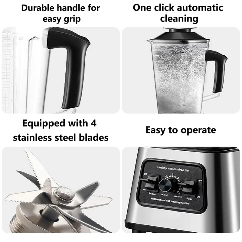 Licuadora potente de 6000W, exprimidor, batidora de mesa, contenedor de 2,5l, procesador de alimentos, mezclador para frutas y nueces de hielo