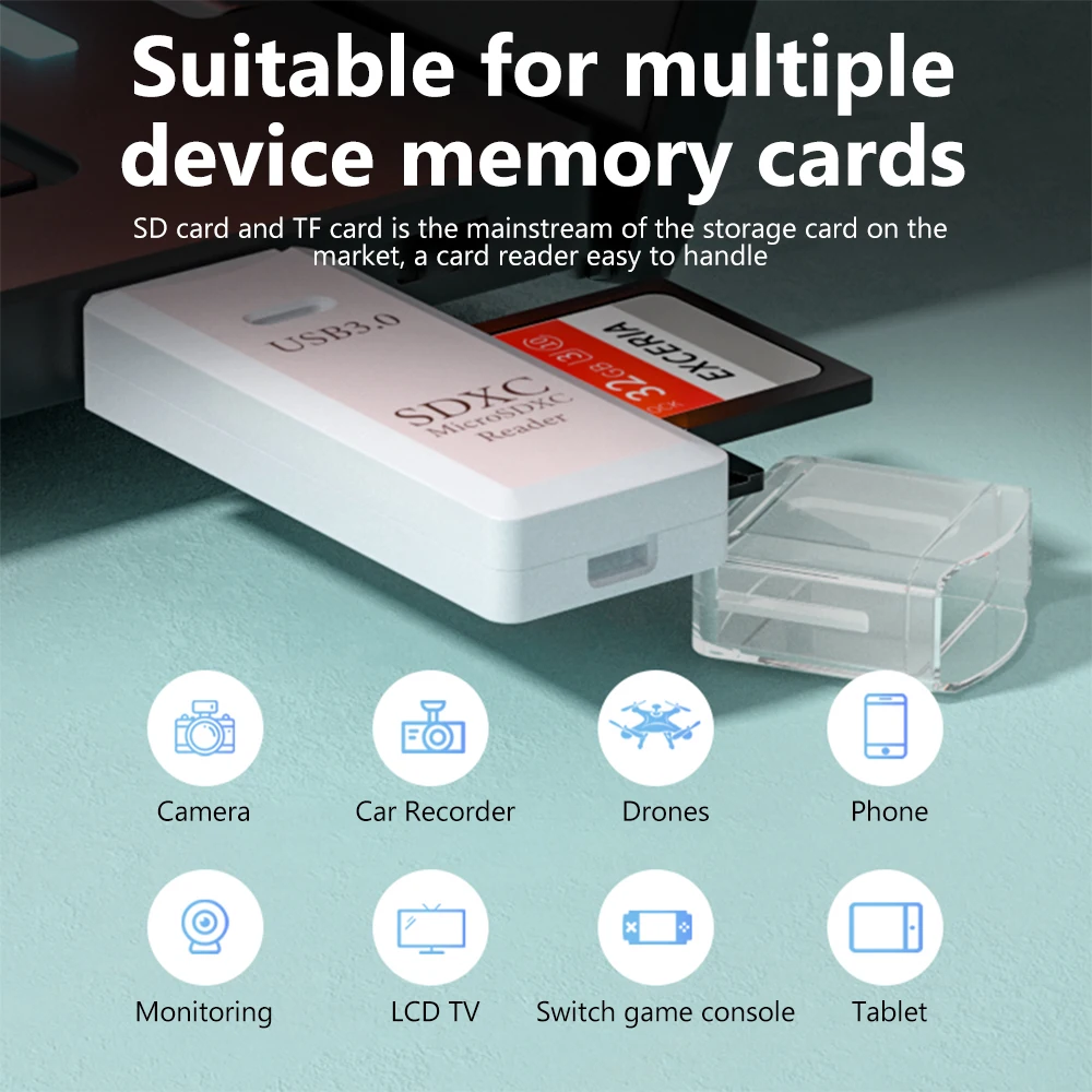 Lector de tarjetas NNBILI 2 en 1, adaptador de lectura de tarjetas de memoria USB3.0 a Micro SD TF, lector de tarjetas de alta velocidad para teléfono, PC, accesorios para ordenador portátil