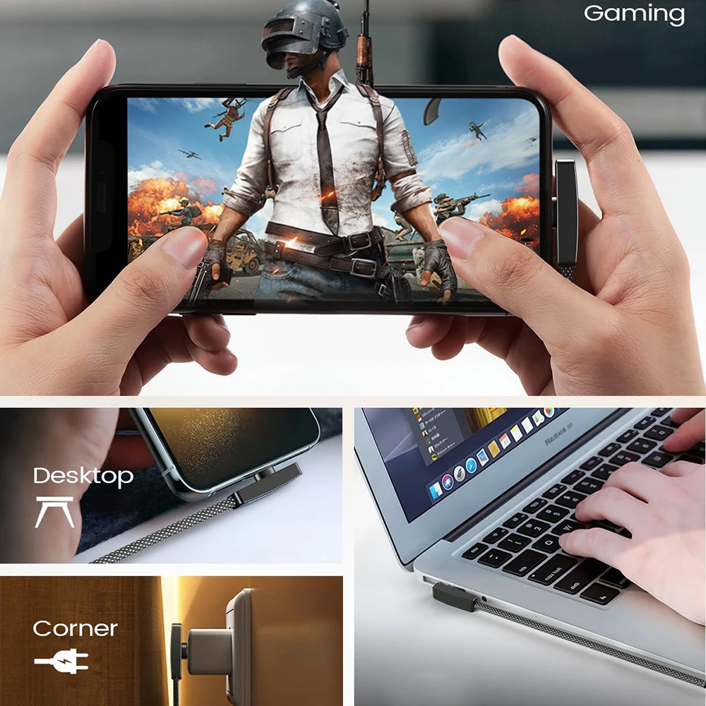Cable USB tipo C de 90 grados y 10A, 100W, Cable de transferencia de datos de carga rápida, Cable USB-C portátil de ángulo recto, duradero para juegos de teléfonos