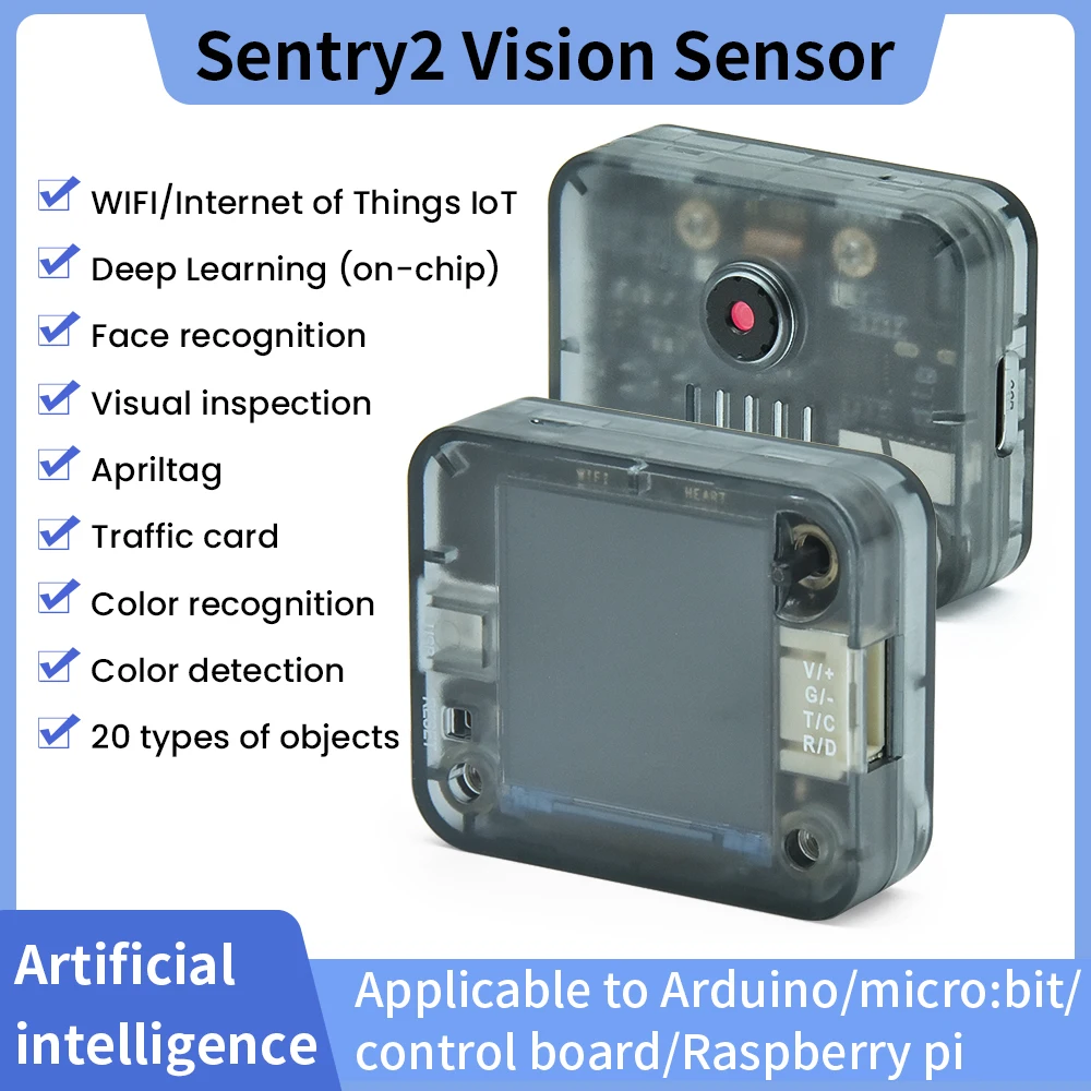 Sensor de Visión Keyestudio Sentry1&2 para Arduino/Micro:Bit/Raspberry Pi, Cámara de Gran Apertura, Compatible con Conector Inteligente Tipo-C