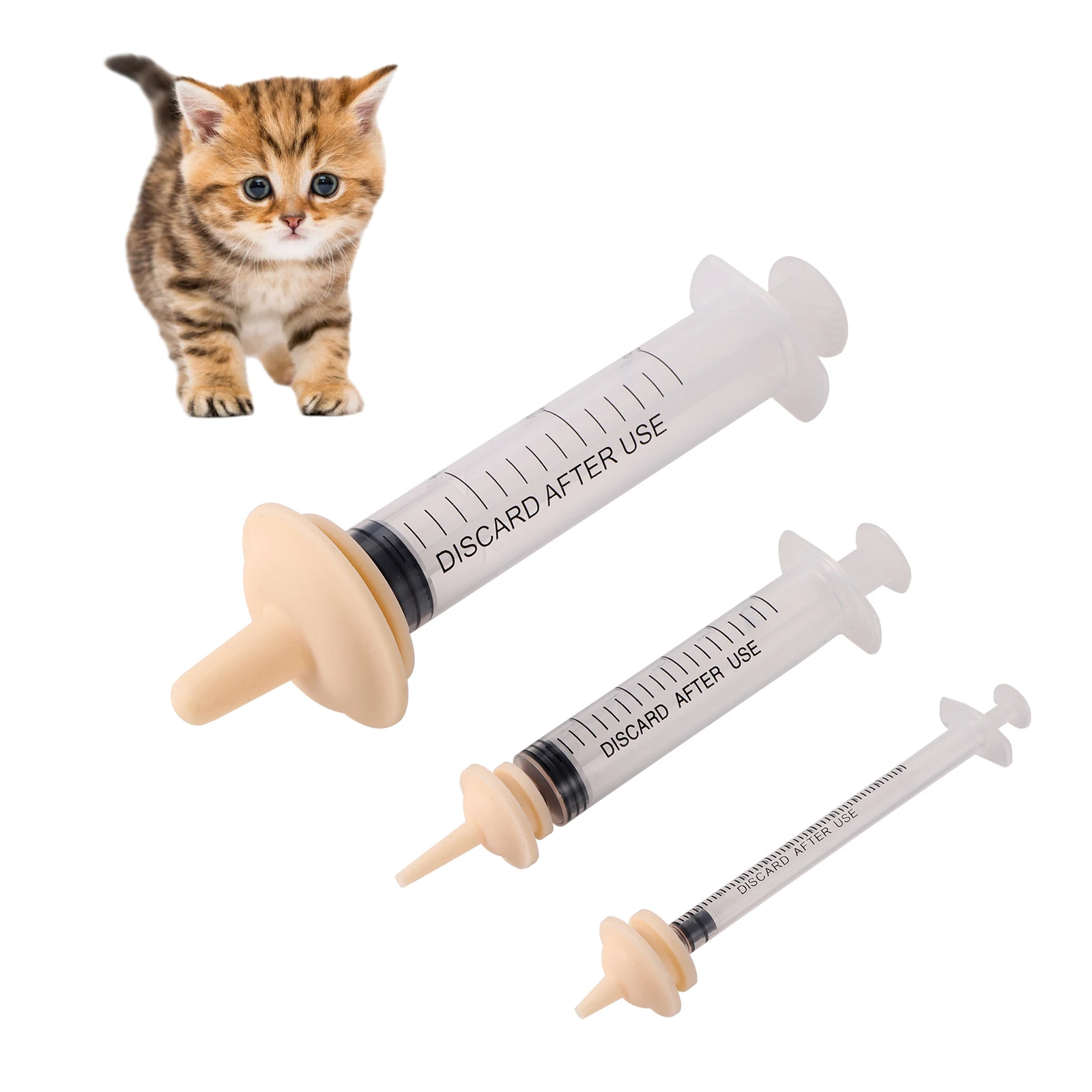 1 Juego de chupete de alimentación para gatitos, chupete de silicona para cachorros, jeringa para gatitos, cachorros, conejos, accesorios de alimentación para mascotas recién nacidos
