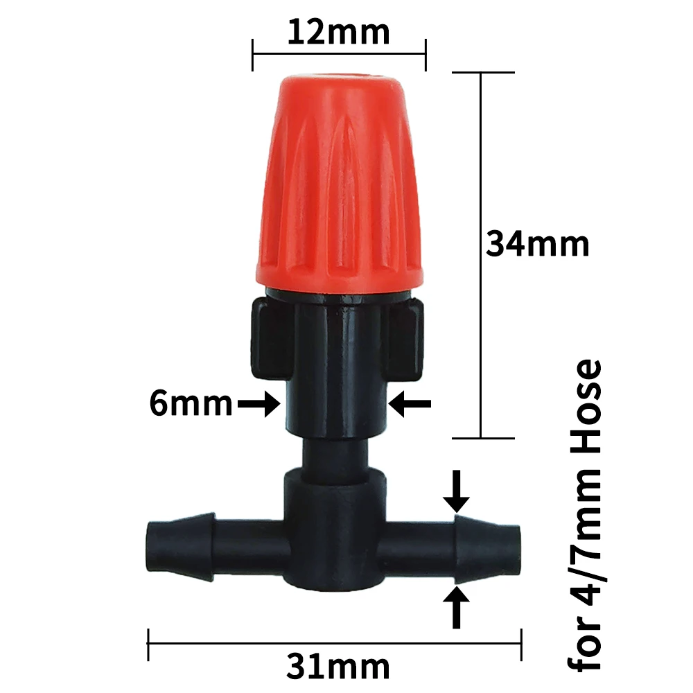 Boquilla de riego por goteo para jardín, rociador atomizador de nebulización, sistema de riego por goteo con conector en T de manguera, 1/4 pulgadas, 20 piezas