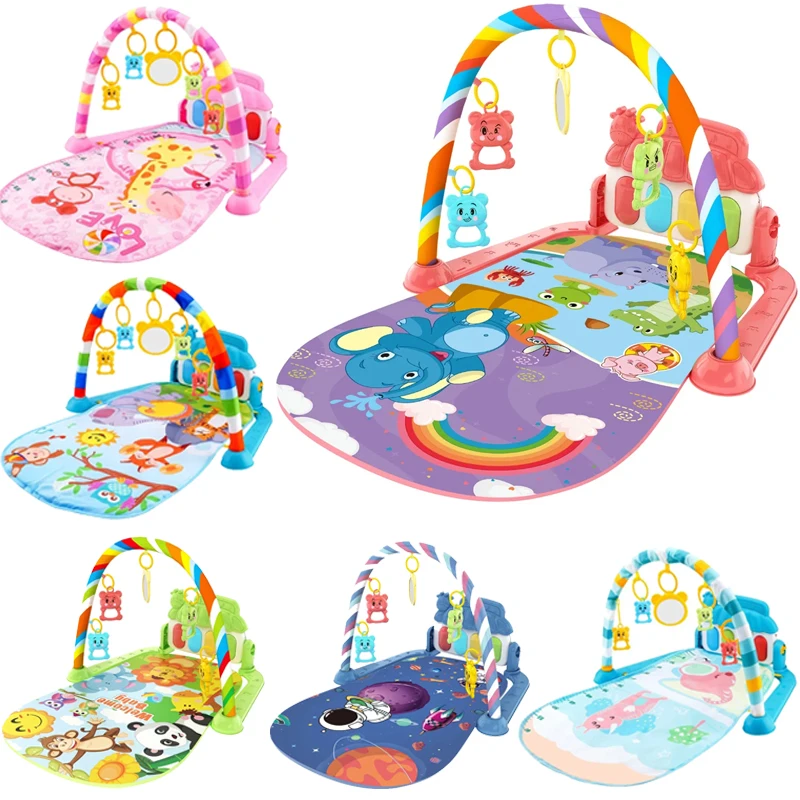 Estante de gimnasio para actividades de bebé, teclado de Piano Musical para recién nacido, manta para gatear, tapete de juego con Pedal, educación temprana, juguetes para regalos de 0 a 36 meses