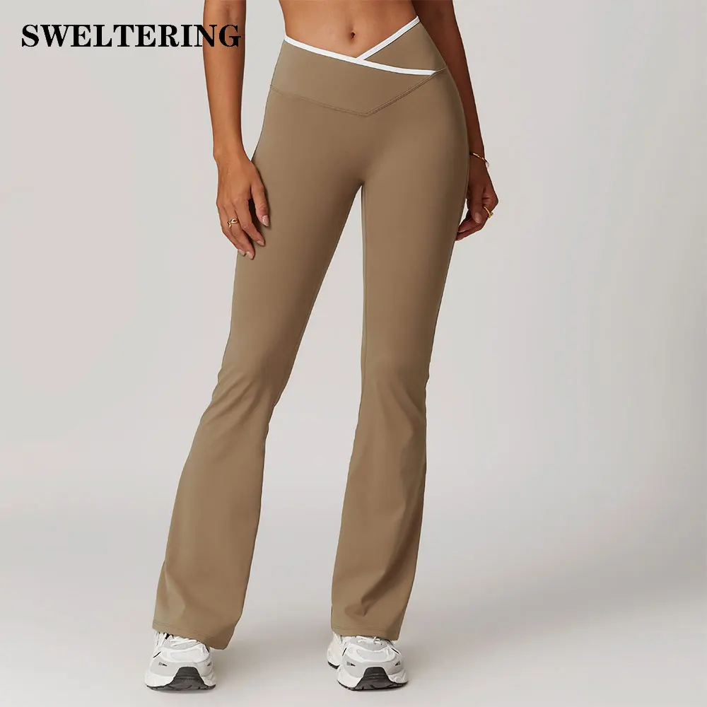 Leggings de yoga acampanados para mujer, pantalones deportivos de fitness, ciclismo y running, leggings deportivos de cintura alta para entrenamiento y gimnasio.