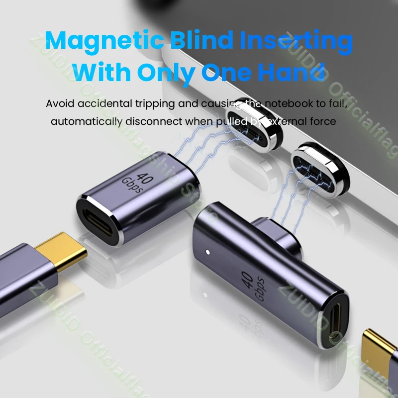Adaptador magnético USB4.0 Thunderbolt3 USB C a tipo C 40Gbps 100W Cable convertidor magnético de carga rápida 8K @ 60Hz adaptador USB tipo C