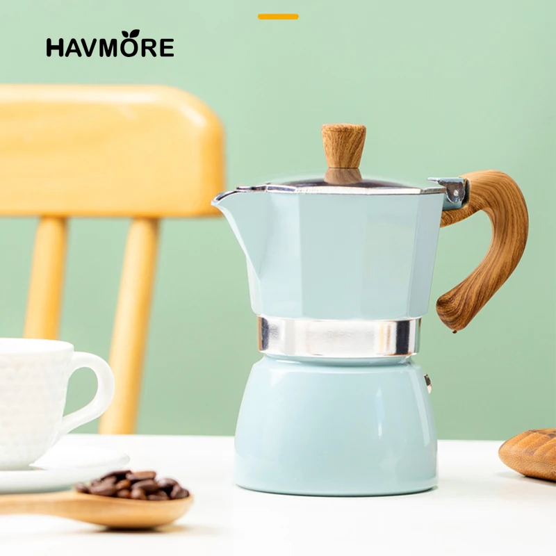 Máquina de Espresso con mango de madera, utensilios de cocina italianos clásicos, accesorios de cafetería, 150ml/300ml