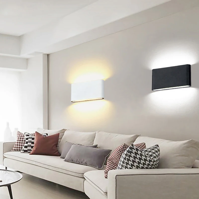 Lámpara de pared nórdica de aluminio de estilo moderno, lámpara de pared interior IP65 impermeable, luces de pasillo hacia arriba y abajo para el hogar, escaleras, dormitorio y cabecera