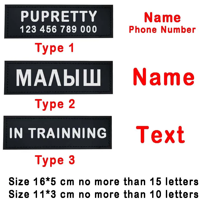 Etiqueta de nombre de perro personalizada, arnés reflectante para Collar de mascota, etiquetas adhesivas de identificación, etiquetas de arnés con logotipo de corazón y pata de texto personalizado, 2 uds.