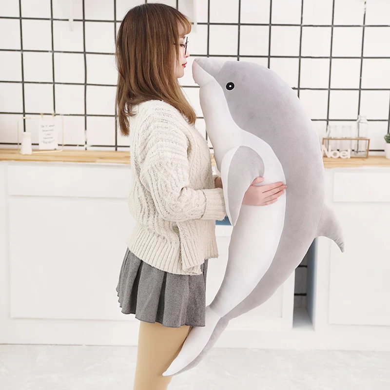 1 unidad, 30/50 cm, peluche de delfín Kawaii, adorable muñeco de peluche suave, almohada de animal, ideal como cojín para dormir, regalo para niñas.