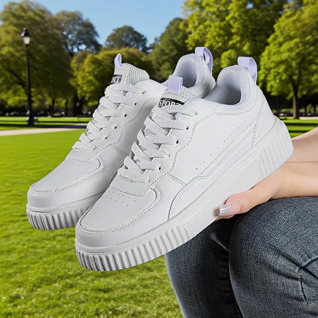 Zapatos informales a la moda para mujer, zapatos planos transpirables para caminar, zapatillas de deporte blancas para mujer, calzado deportivo para correr al aire libre para caminar para hombres